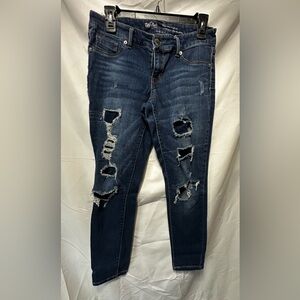 Mossimo Woman’s Mid Rise Destroyed Jegging Jeans - Dark Wash